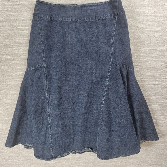 VTG Powerline Denim Skirt Size 8 Blue Dark‎ Wash Flounce Flared Mermaid Rodeo - Picture 10 of 11